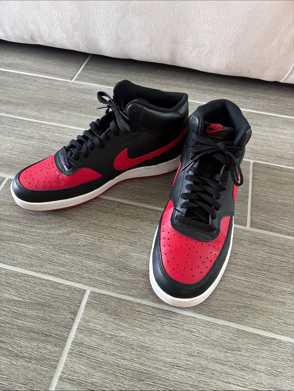 Nike Court vision Mid Bred Men’s High-Top Sneakers in Black and Red
